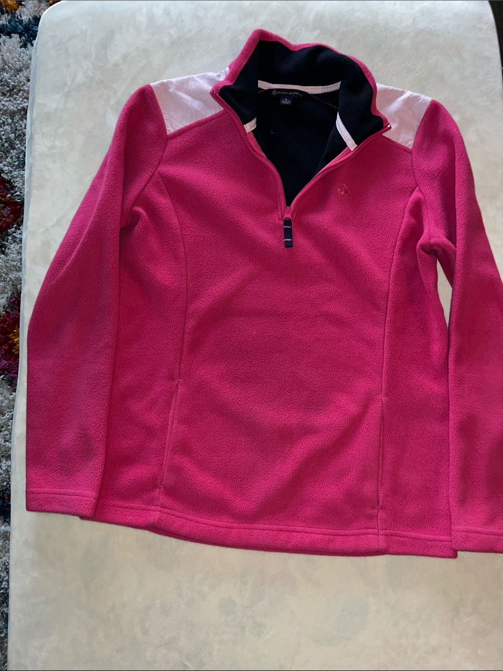 Brooks Brothers Hot Pink Quarter-Zip Fleece Pullover